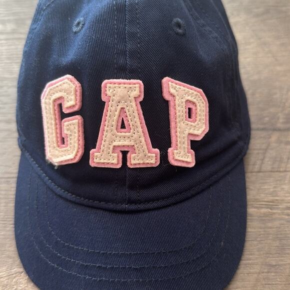 babyGAP XS/S Navy Blue/Pink Felt Logo Baseball Cap - Picture 2 of 6